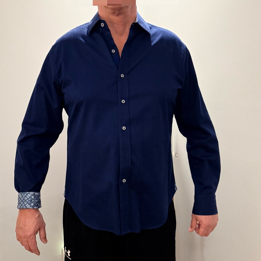 Robert Graham Men's Deep Blue Casual Button Down Shirt